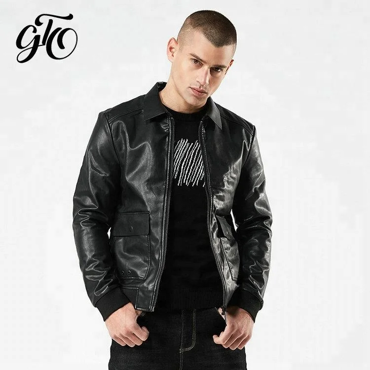 

Jackette for men Fashion style polyester material plain bomber men PU faux leather jacket coat 2019 chaqueta Jaqueta jas