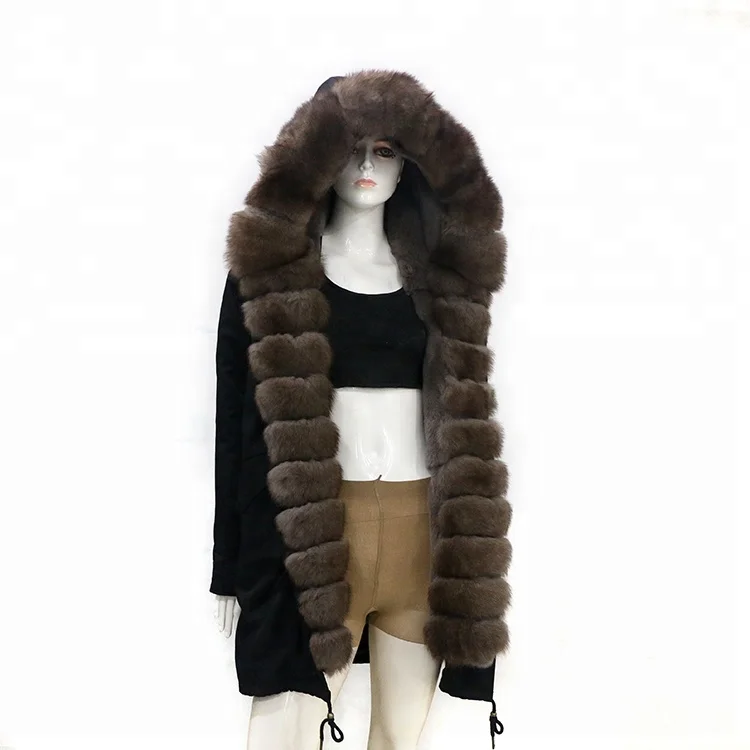 

Womens Winter Jacket Real Fox Fur Collar Fur Lining Parka Fur Coat