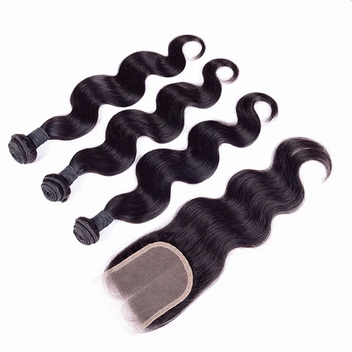 

10-24 inch original brazilian virgin human hair bundle with closure