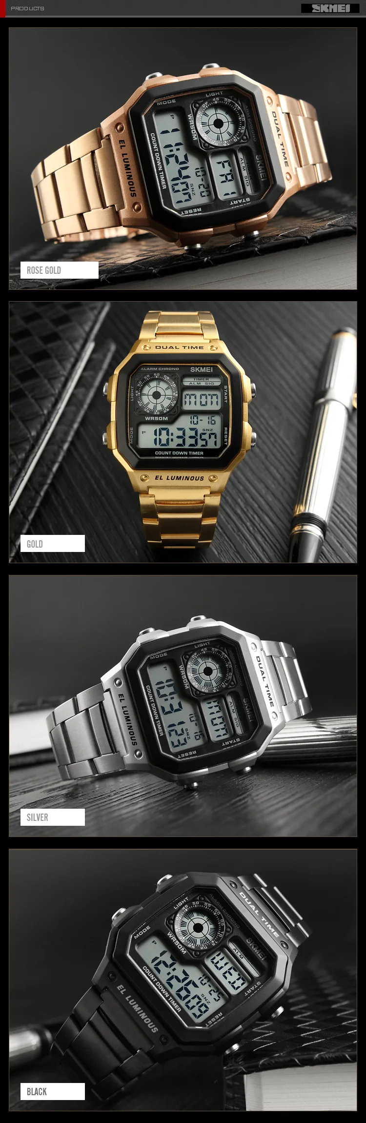 Wholesale original skmei gold watch for men 1335 wristwatch men