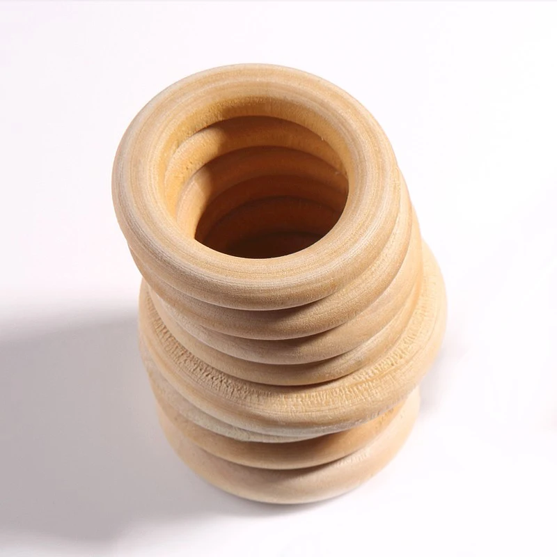 
Custom Private Label 50mm Organic Maple Wooden Ring Hanging Accessories Toys Bayby Teething Play Gym Stroller 