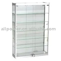 Wall Mounted Display Cabinets Aluminum Profile Tempered Glass
