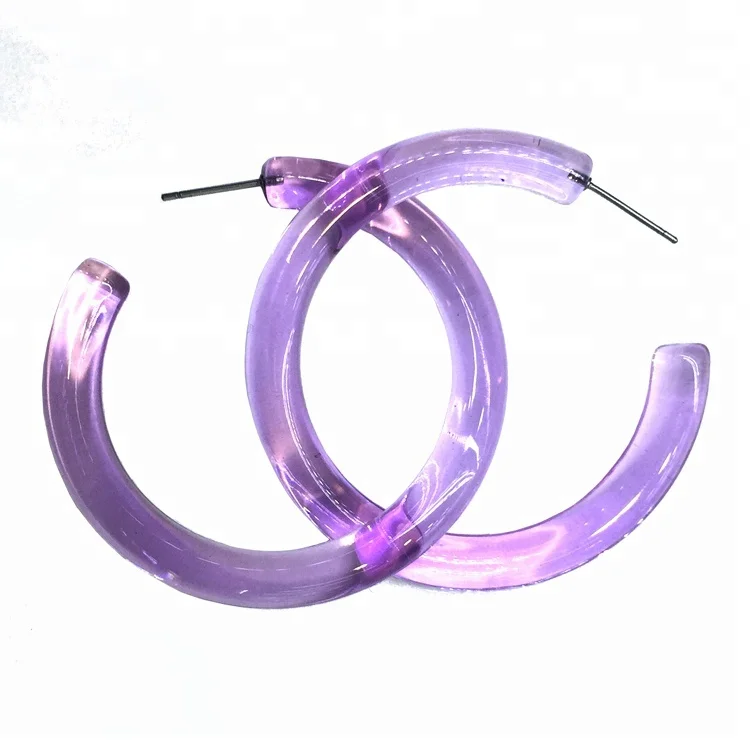

5cm Neon Violet Hoop Earrings Gold & Silver Glitter Hoops
