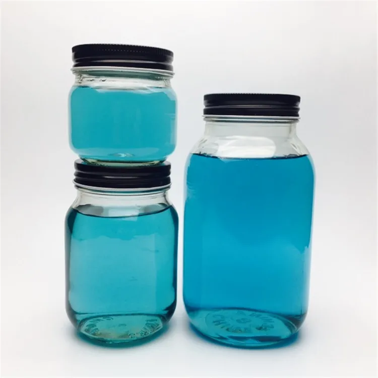 250ml 500ml 1000ml Empty Glass Mason Jar With Straw And Aluminium Lids
