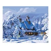 A covert little house in a snowy mountain Decorative indoor hanging Painting by numbers Diy Digital Oil Painting with Frame