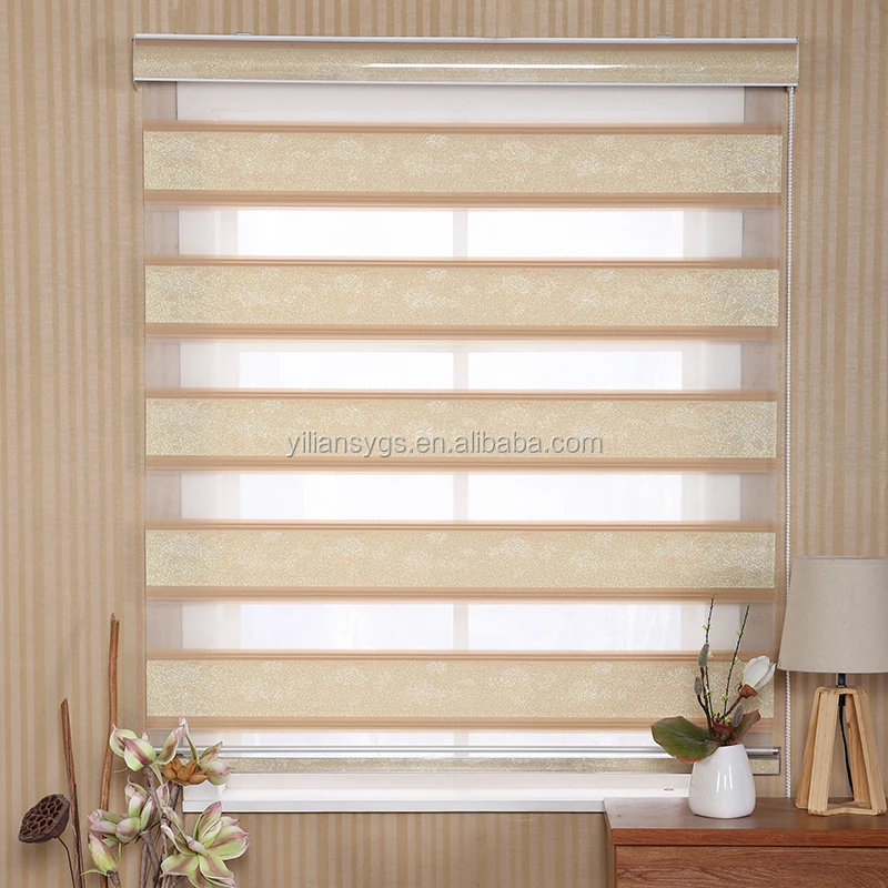 Manual Jacquard Day Night Blind Curtain Fabric Office Curtains And