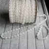 Wholesale 25M/Roll Sunflower Shape Plastic Flat Back Pearl White Beaded Sewing Trim Chains / Double String