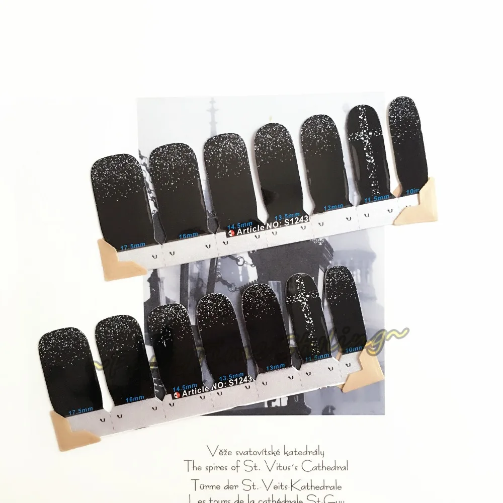 Black Dots Arts Desgins Nail Art Sticker Patch 14 pcs set Waterproof Decals Foils Gel Polish