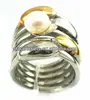 RH004 stainless steel mesh rings with white pearl