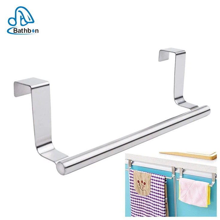 

HOT SELLING Brushed Stainless Steel Towel Hanger Over Cabinet (9 inch) Stainless steel door hook