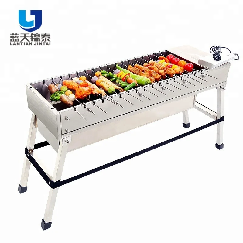 

Automatic Rotating Height Adjustable Charcoal Bbq Grill Korean Table Japanese Indoor Grill, Sliver