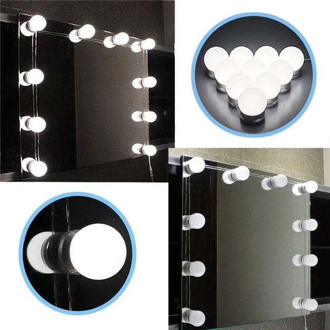 Hot selling high quality bulb Mirror led light kit Wall Lamp for make up mirror 10 Bulbs USB Mirror LED Vanity light