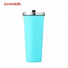 Sky Blue Double Layers Stainless Steel Straw Beer Cup Juice Mug