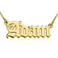 

custom old English font necklace personalized gold name plate necklace English letters necklace Gothic letters