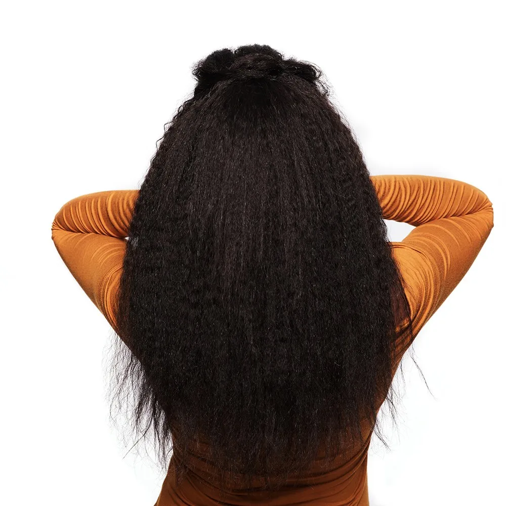 

Kinky Straight 180% Density Lace Front Wig, 10A Grade Brazilian Yaki Cuticle Aligned Hair Wig