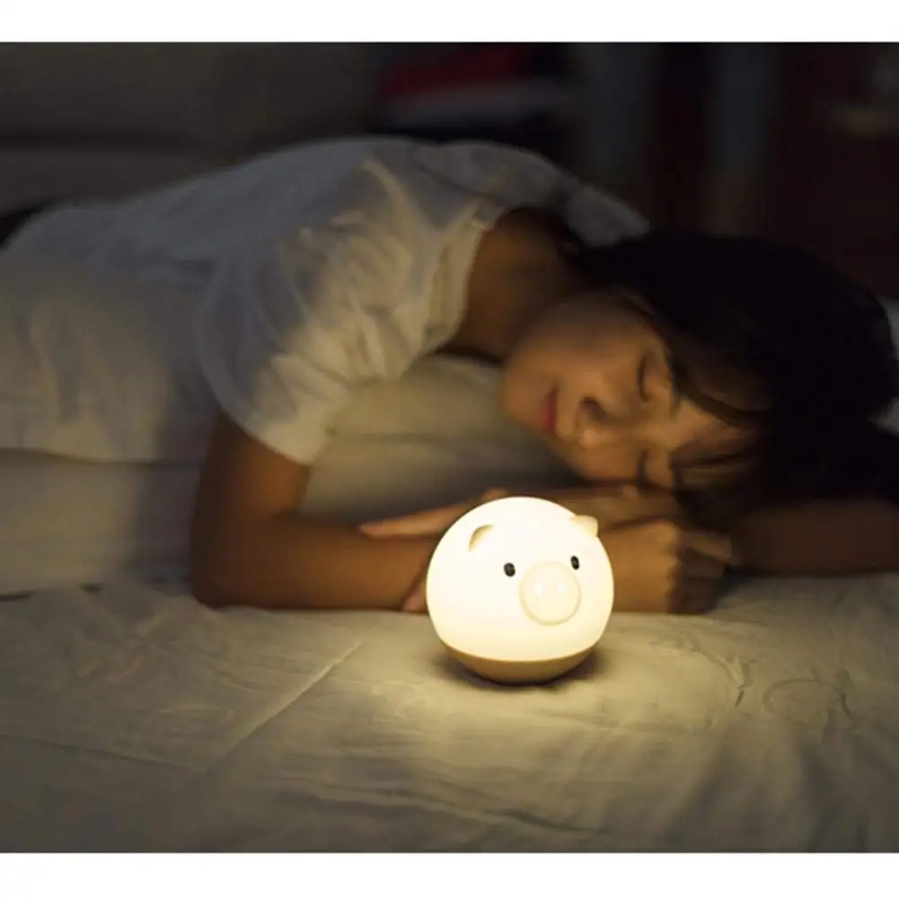 YARRAE  SILICONE  LED Nursery Night Lights for Kids, Cute Pig Silicone Baby Child Beside Lamp