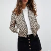 Women 100% Polyester Leopard Print Custom Satin Bomber Jacket