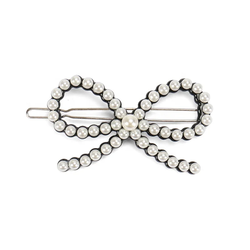

Elegant Pearl Bow Hair Clip Korea Pearls Adorned Bowknot For Women Hair Accessories Acetate Pearl Hair Pins, Black;white;gold