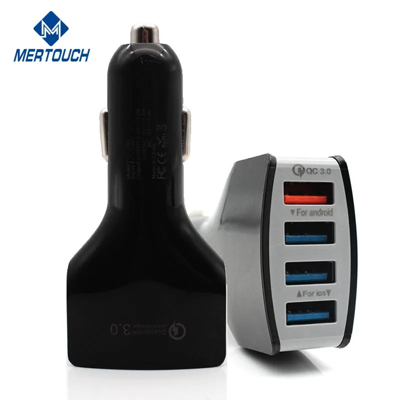 

12-32V 7A fast car charger QC 3.0 mobile phone 4USB Car travel adapter, White;black