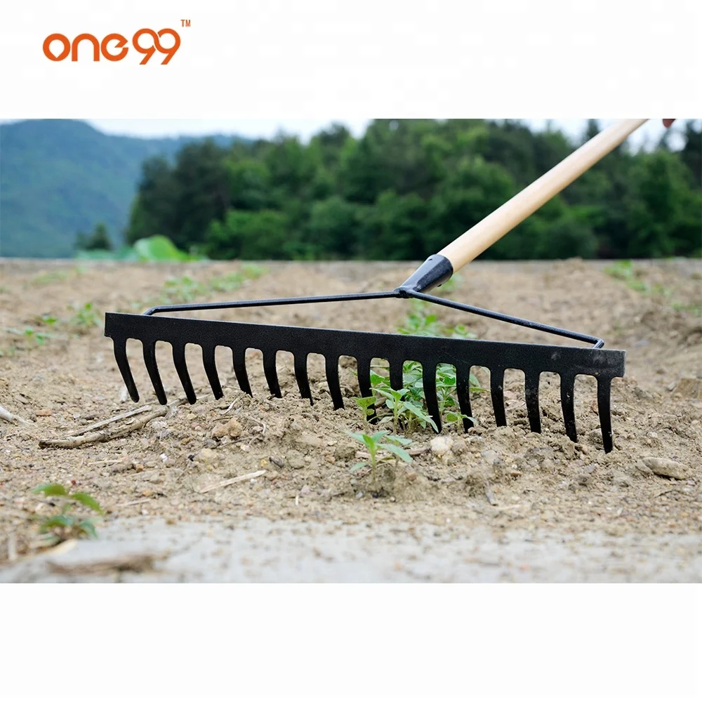 
garden black forged lawn bow rake head with 16 tines 