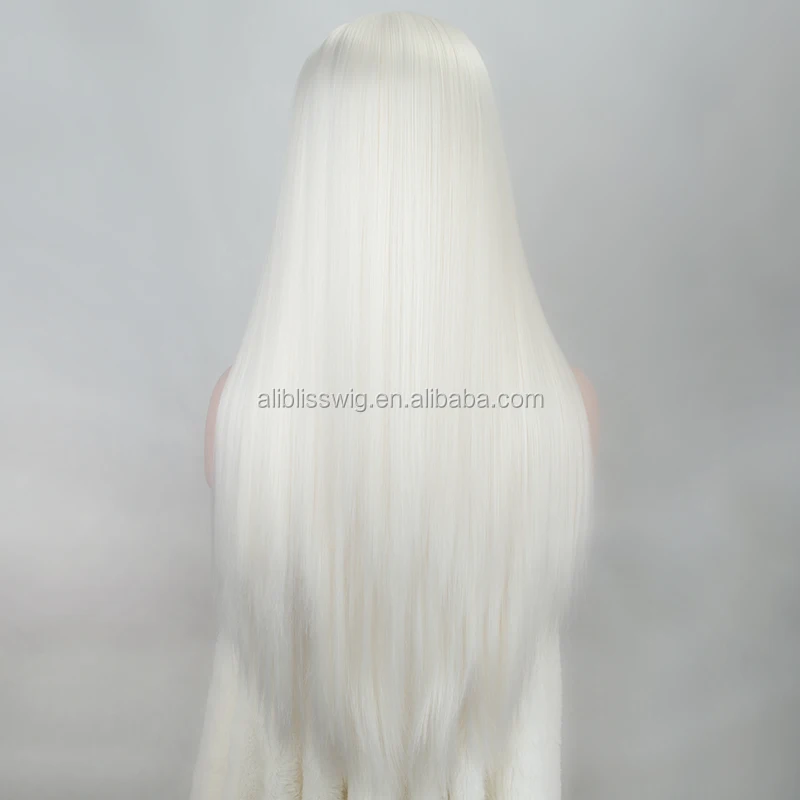 Aliblisswig 150% Density Lace Wig Heat Ok Fiber Hair White Long Silky