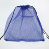 Durable blue mesh golf balls bag with drawstring /small drawstring mesh bag