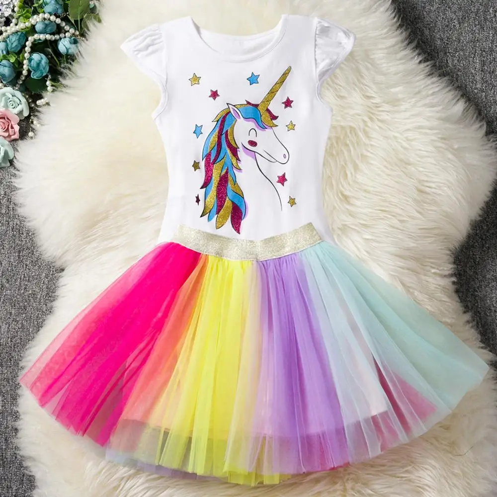 

Baby Girl Birthday Cake Smash Dress Outfits Unicorn Infant Clothing Sets Romper+Tutu Skirt Newborn Baby Clothes, As picture