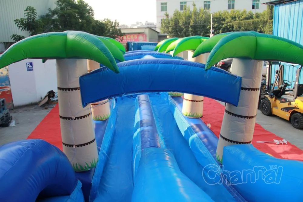 Giant/ Large Inflatable Tropical Wave Water Slide With Pool For Clearance Sale