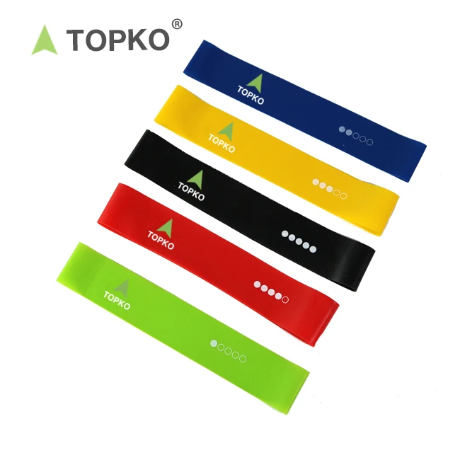 TOPKO wholesale 5 level Sports Fitness Exercise Loop Latex Resistance Band, Custom