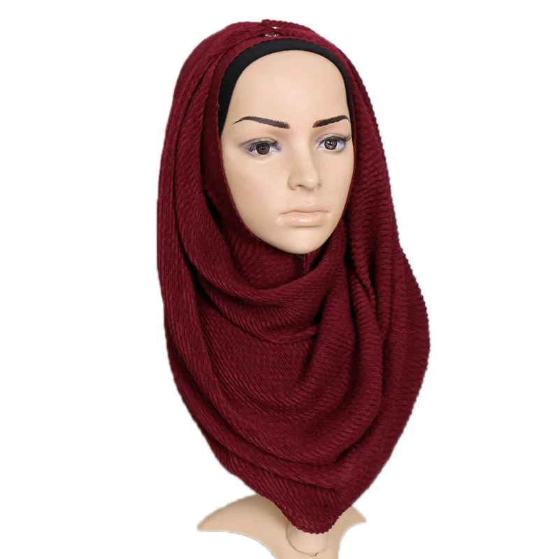 wholesale plain crinkle muslim hijab dress