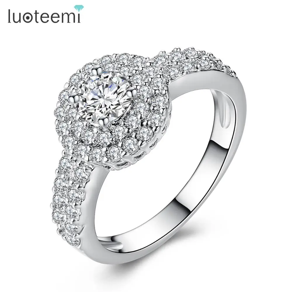 

LUOTEEMI Stock Brass With Rhodium Plated Luxury A AA Cubic Zirconia Diamond Fashion Women Wedding Jewelry Engagement Ring