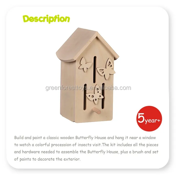 Wooden Drawing Toy, Diy kit for children, wooden toys butterfly house