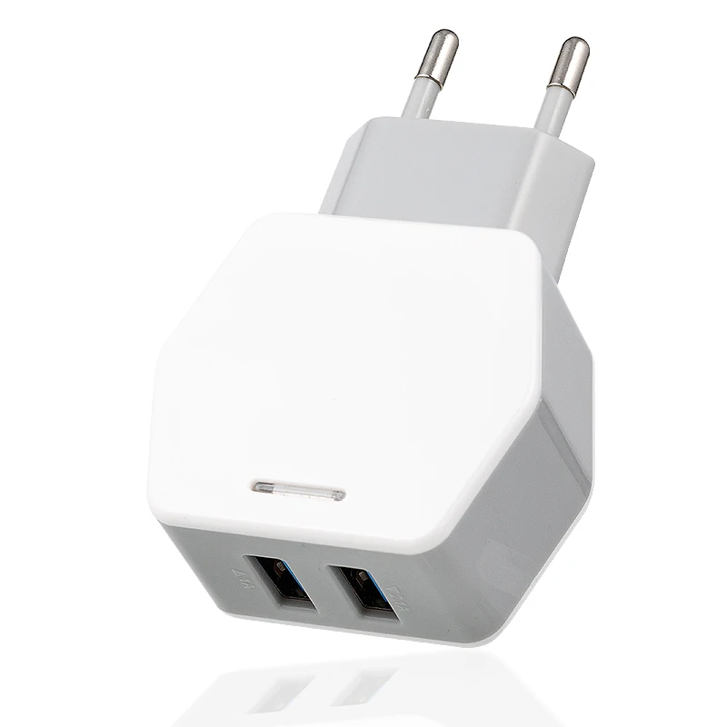 

New Arrival Dual Port EU Fast Charging 5V 2.5A Safety USB Wall Charger, White