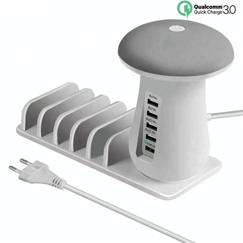 

LED Detachable Multi 5 USB Port Desktop Charging Station, White