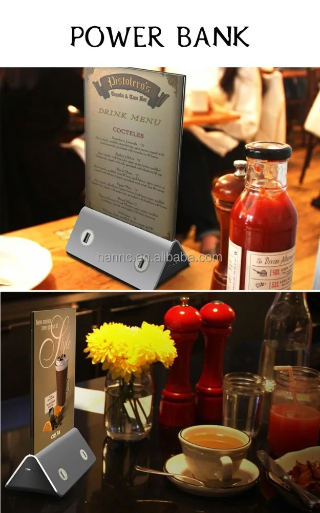 2016 Free sample Ordering Menu Restaurant Power Bank Charger Coffee Shop Power Bank