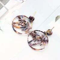 

New Model Korean Round Hoop Acrylic Earring Acetate Female Women Geometric Summer Gift Palm Tree Earrings