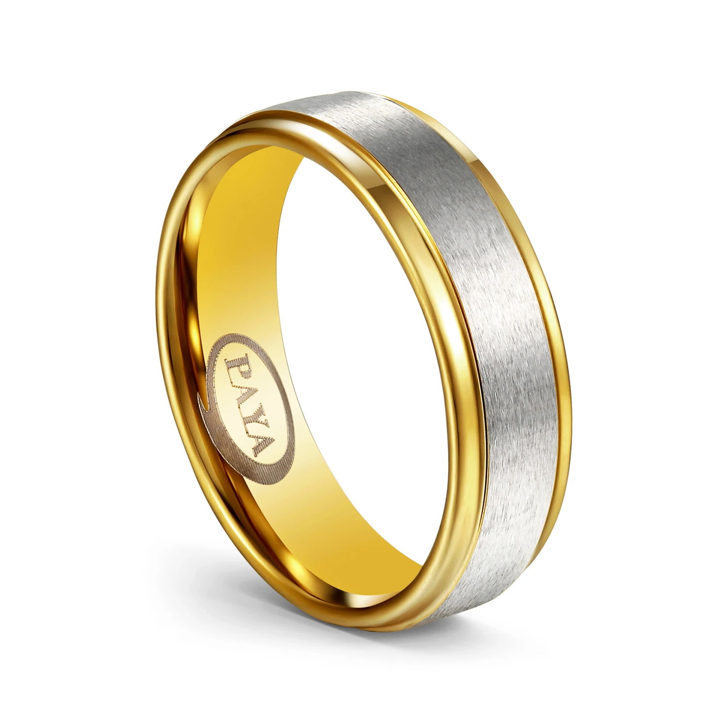 New Design High Polished 8mm Wide 14K 18K 21k Gold Plated Saudi Gold Tungsten Ring Jewelry