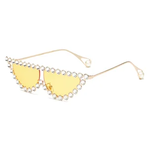 2018 8011 eyewear half frame fashion diamond pearls sunglasses sunshades goggles