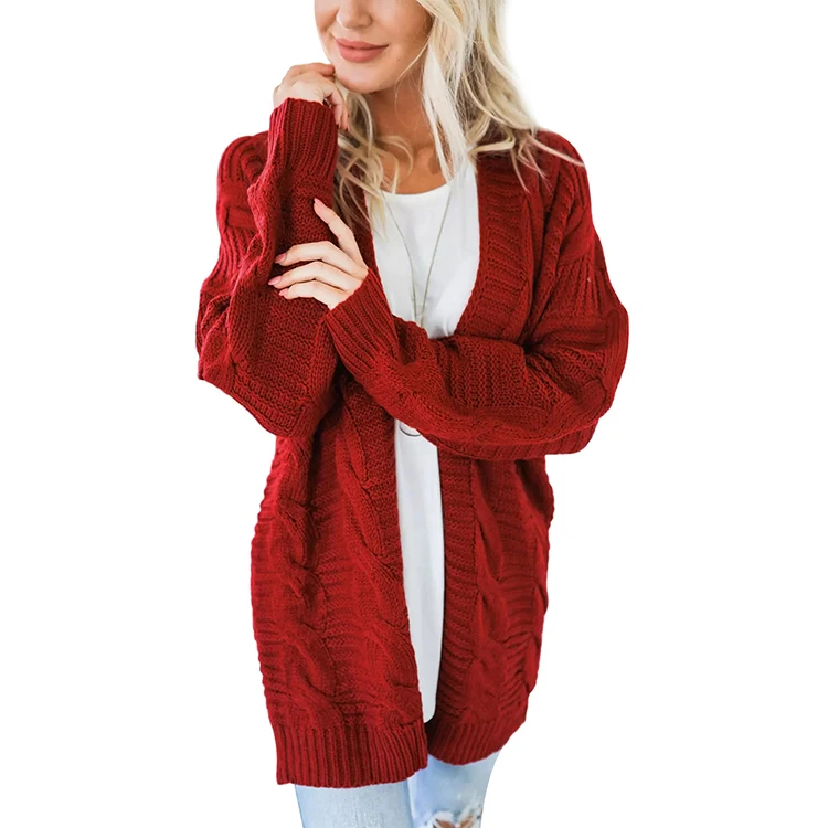 

Casual Fashion Style Army Green Loose Long Sleeve Knitted Sweater For Women, As shown