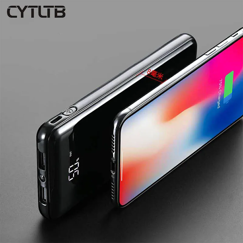 My Smart Price Credit Card Size Slim Powerbank Portable Charger With Plug Screen Display Mirror Wireless Power Bank - ANKUX.COM
