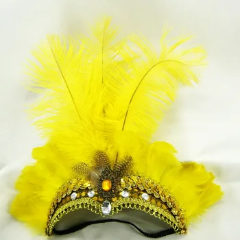 Party Carnival Yellow Natural Feather Headband Decoration Feather