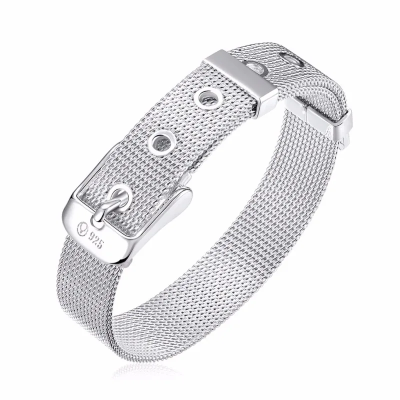 watchband design belt shape silver plated couple bracelet