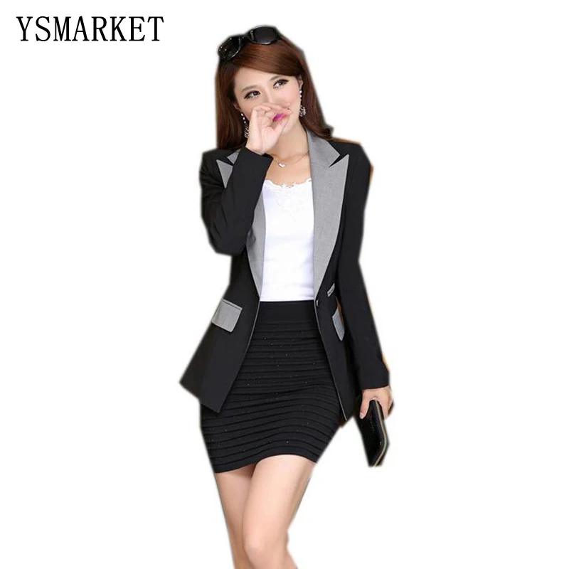 

Women New Fashion Patchwork Color Block Casual Slim Waist Long Sleeve Single Button Blazer Lady Office Wear Female Jacket