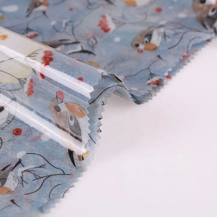 
Waterproof polyester bird flower moon digital printed translucent tpu fabric for raincoat rainshoes 