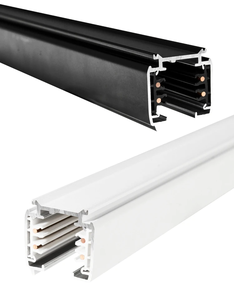 HH49  Led Lighting System Recessed Aluminium Rail Track,1 Meter 3 Wire Track light Accessories 3 Phase Track Light Rail
