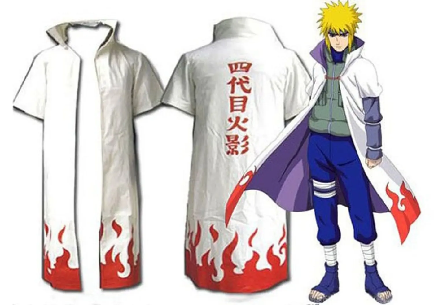 Naruto 4th Yondaime Hokage Cosplay Costume Cloak.