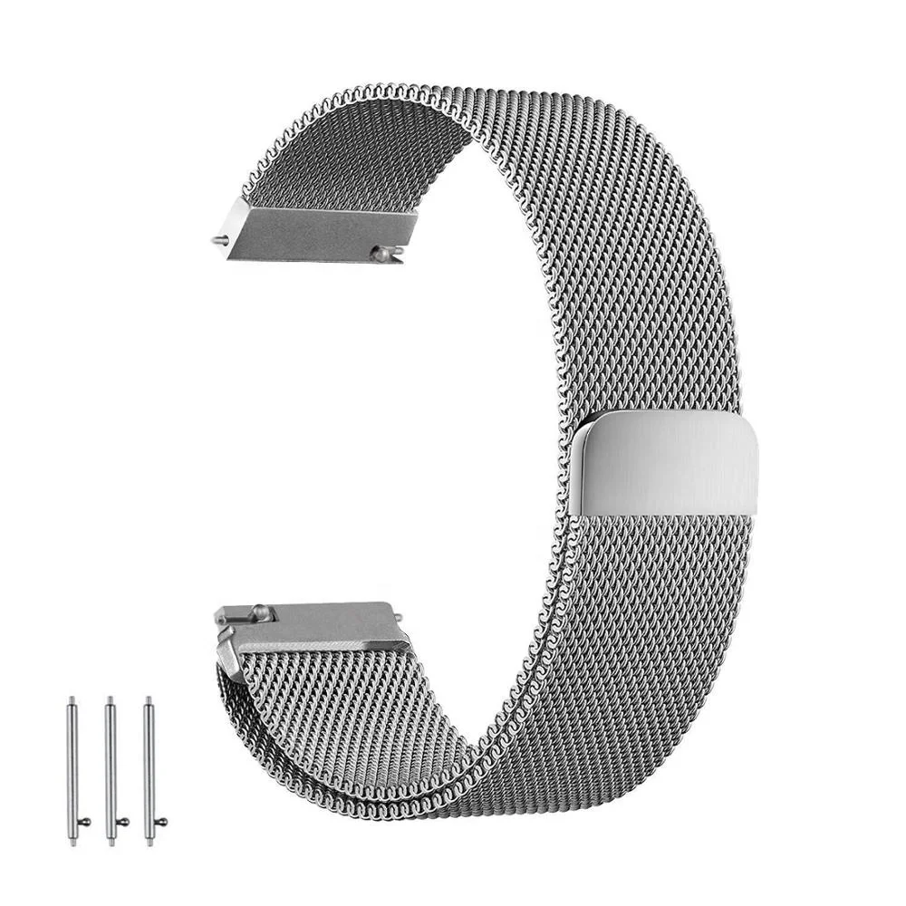 

20mm  Magnetic Milanese Loop Mesh Stainless Steel Wrist Smart Watch Strap Band for Samsung Gear S3, Silver;black;rose gold;gold;blue;etc