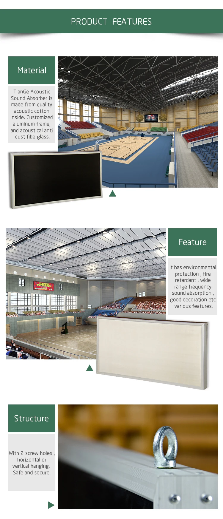 Tiange Factory Shape Customized Diamond Cylinder Size Hole Hanging Acoustic Panels Soundproof Ceiling Tiles For Gymnasium Buy Hanging Acoustic