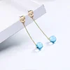 2019 Wholesale Earrings Designs Skull Charm For Girl Simple Single Glass Blue Ball Dangle Gold Plated Jewelry Earrings JUNLU