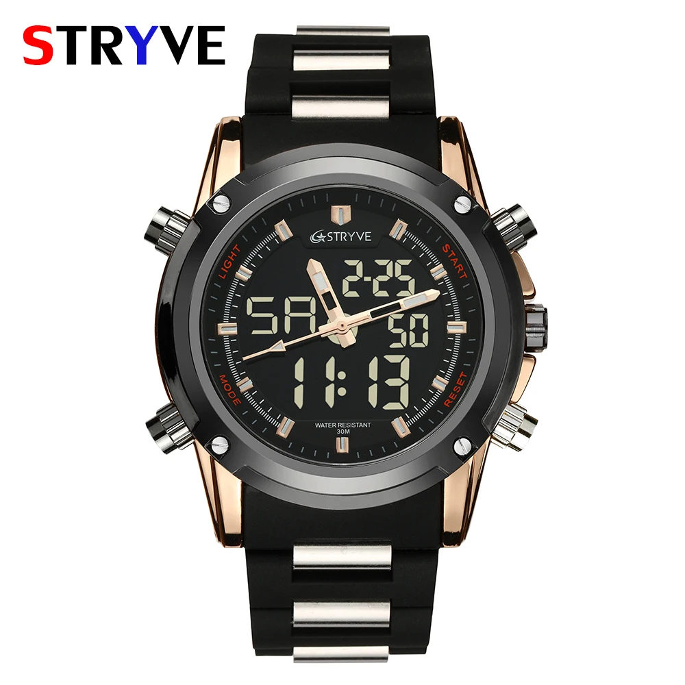 

STRYVE 8009 Brand sport watch men Electronic LED Digital Wrist Watch Waterproof Sport Shock Watch Men Relogio Masculino